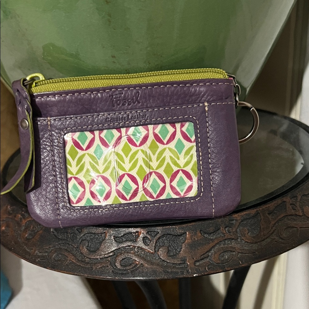 Fossil Purple and Yellow Leather Coin Purse - Picture 2 of 6